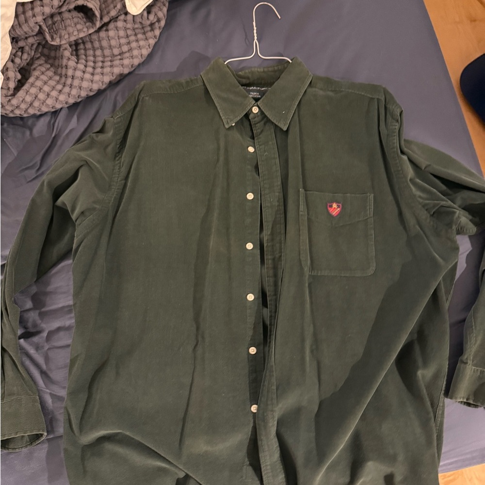 Oakmont Country Club. Ralph Lauren Dark Green Corduroy Shirt